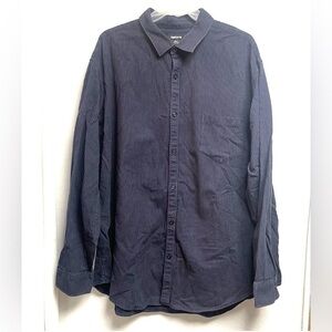 Claiborne Long Sleeve Blue tan‎ stripes Button down 2xl shirt mens